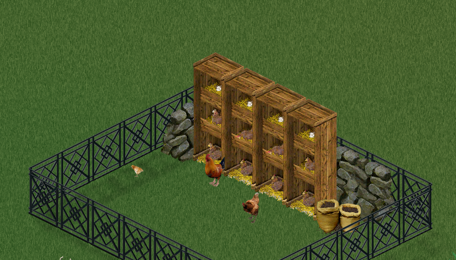 Adult and Baby Chickens with Food