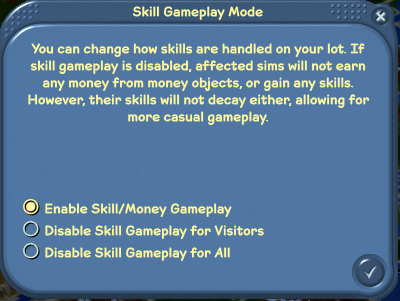 Skill Gameplay Options